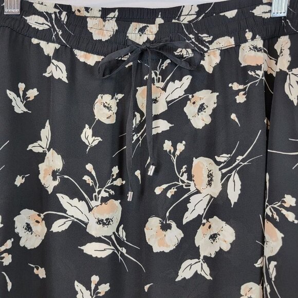 Ralph Lauren LRL Floral Midi Skirt Womens Size 1X Black Flowy Asymmetrical Hem - Picture 3 of 12
